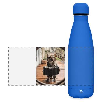 Accordéon chat sur le porche - Gourde isotherme panoramique mate 500 ml - bleu roi - Devant