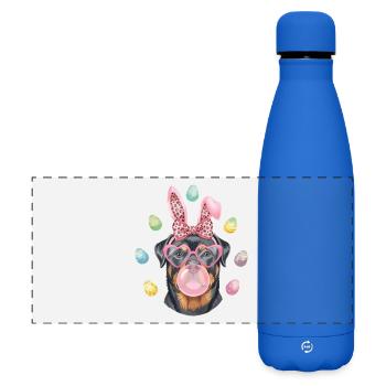 Ostern Rottweiler Osterhasenohren Herz Brille - Matte Panorama Isolierflasche 500 ml - Königsblau - Vorne