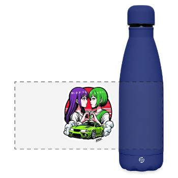 Neon Duo Heart Car Drift - Matte Panoramic Thermal Bottle 500 ml - dark blue  - Front