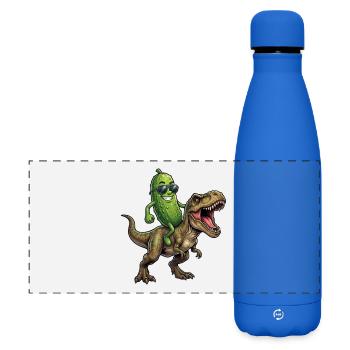 Saure Gurke reitet auf Dinosaurier - Matte Panorama Isolierflasche 500 ml - Königsblau - Vorne