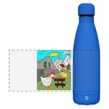 Délice de poulet rural avec poussins Alps - Gourde isotherme panoramique mate 500 ml - bleu roi - Devant