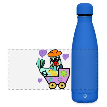 Hen Chicken Chick Baby Mom Child - Matte Panoramic Thermal Bottle 500 ml - royal blue - Front