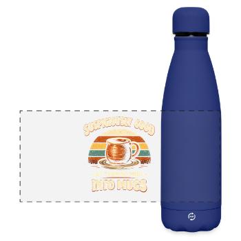 Schlamm wird Tasse | Töpfern - Matte Panorama Isolierflasche 500 ml - Dunkelblau  - Vorne