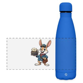 Hase als Postbote mit Briefstapel - Matte Panorama Isolierflasche 500 ml - Königsblau - Vorne