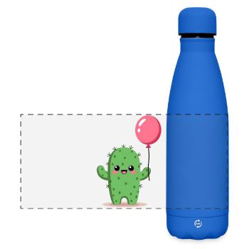 Cactus with balloon - Matte Panoramic Thermal Bottle 500 ml - royal blue - Front
