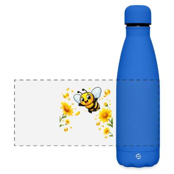 bee honey beekeeper honeycomb flowers meadow insect - Matte Panoramic Thermal Bottle 500 ml - royal blue - Front