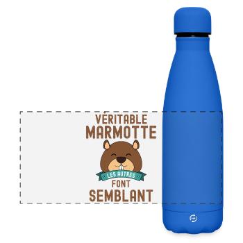Marmotte forêt randonnée - Gourde isotherme panoramique mate 500 ml - bleu roi - Devant
