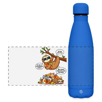Energy-saving sloth and little animal - Matte Panoramic Thermal Bottle 500 ml - royal blue - Front