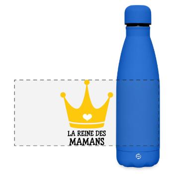La Reine des Mamans - Fête des Mères - Gourde isotherme panoramique mate 500 ml - bleu roi - Devant