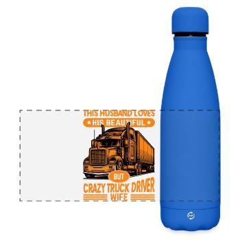 Crazy Trucker and Passionate Wife - Matte Panoramic Thermal Bottle 500 ml - royal blue - Front