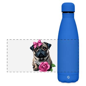 Mops Hund - Matte Panorama Isolierflasche 500 ml - Königsblau - Vorne