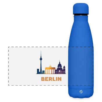 Berliner Skyline Farbverlauf - Matte Panorama Isolierflasche 500 ml - Königsblau - Vorne