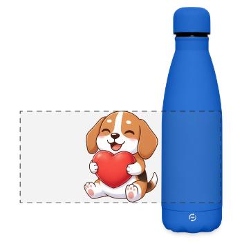 Süßer Beagle Hund Cartoon Herz Valentinstag - Matte Panorama Isolierflasche 500 ml - Königsblau - Vorne