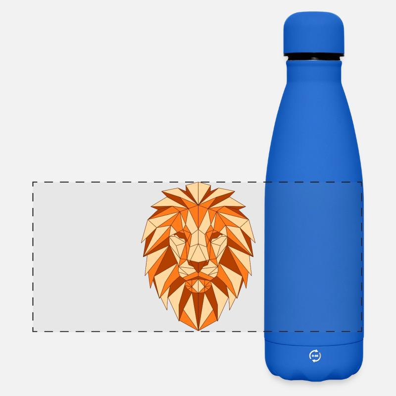 Geometrischer Löwenkopf - Matte Panorama Isolierflasche 500 ml - Königsblau