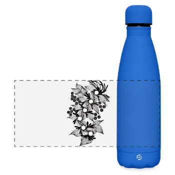 Black and White Flower Spiral - Matte Panoramic Thermal Bottle 500 ml - royal blue - Front