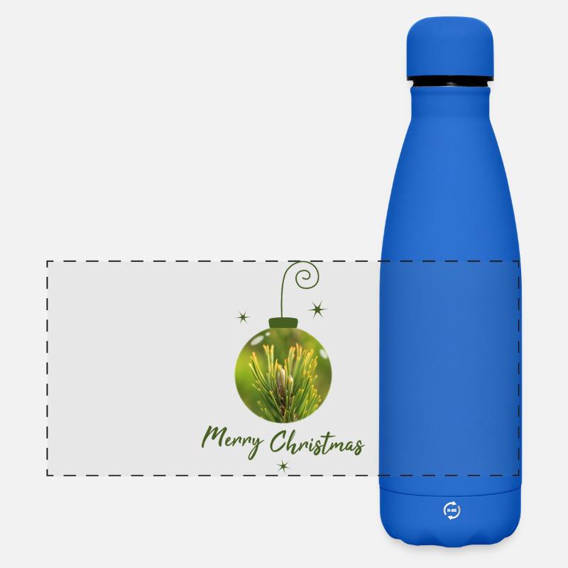 Sapin dans la boule de Noël, boule de branches de sapin - Gourde isotherme panoramique mate 500 ml - bleu roi