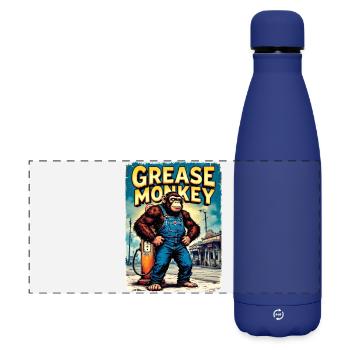 GreaseMonkey Retro Street Art - Matte Panorama Isolierflasche 500 ml - Dunkelblau  - Vorne