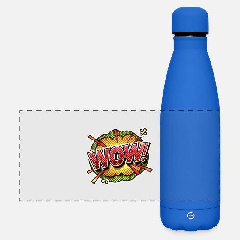 Pop Art Explosion Wow Design - Gourde isotherme panoramique mate 500 ml - bleu roi