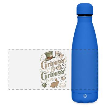 Alice Immer Neugieriger ("Curiouser") - Matte Panoramic Thermal Bottle 500 ml - royal blue - Front