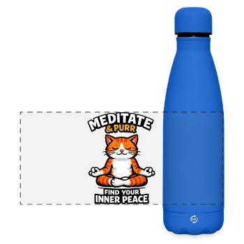 Meditate & Purrr – Inner Peace - Matte Panoramic Thermal Bottle 500 ml - royal blue - Front