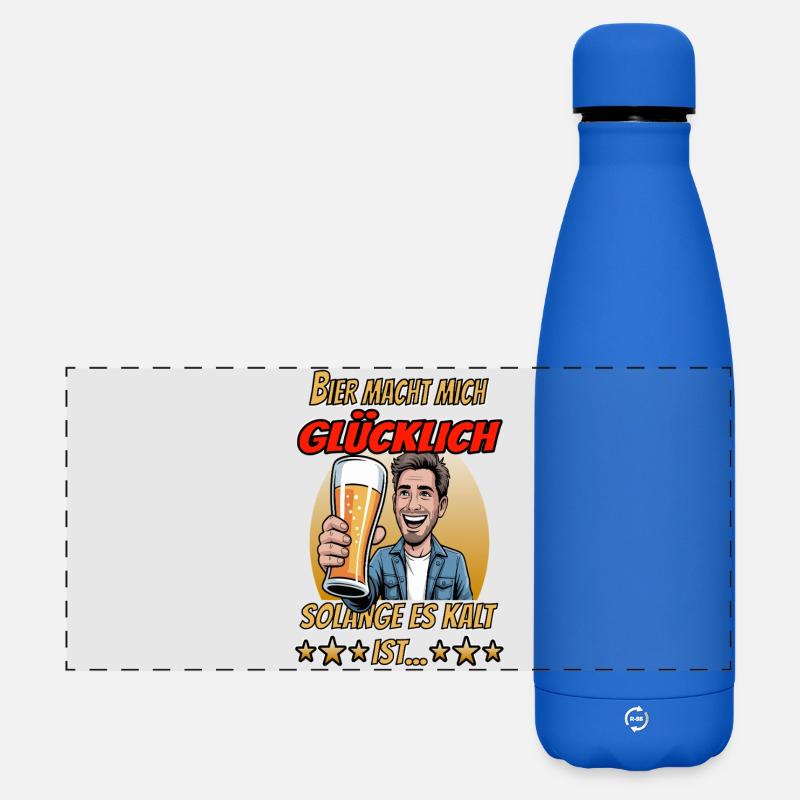 Beer happiness: As long as it's cold - Matte Panoramic Thermal Bottle 500 ml - royal blue