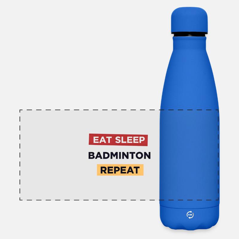 Eat Sleep Badminton Repeat - Matte Panoramic Thermal Bottle 500 ml - royal blue