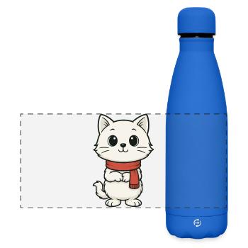 Cuddly kitten with red scarf - Matte Panoramic Thermal Bottle 500 ml - royal blue - Front
