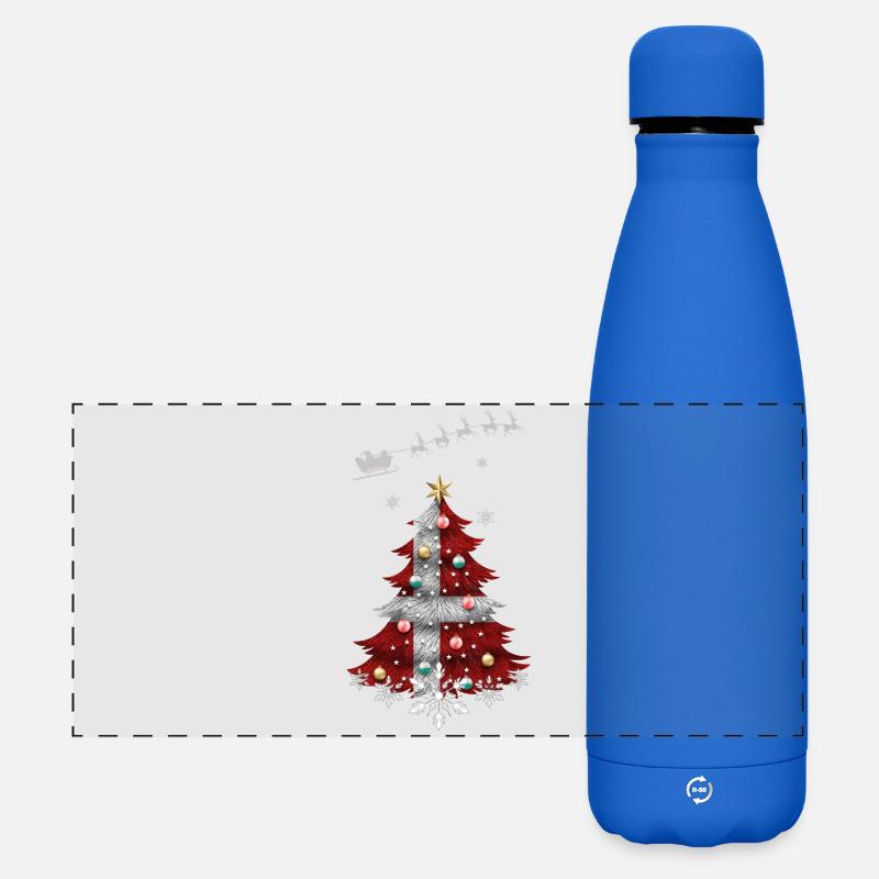 Sapin de Noël avec drapeau du Danemark - Gourde isotherme panoramique mate 500 ml - bleu roi