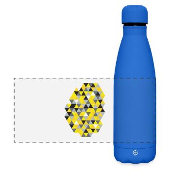 Geometrisches Triangelmuster Sunny Yellow  - Matte Panorama Isolierflasche 500 ml - Königsblau - Vorne
