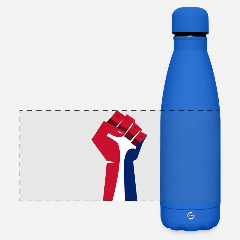 Die erhobene Faust (rot, weiß, blau) - Matte Panorama Isolierflasche 500 ml - Königsblau