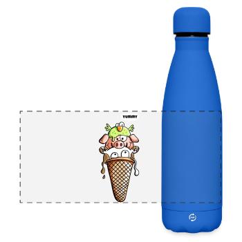 Bauernhoftiere Lieben Eis - Kuh - Schwein - Vogel - Matte Panorama Isolierflasche 500 ml - Königsblau - Vorne