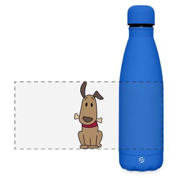 Chien avec os - Gourde isotherme panoramique mate 500 ml - bleu roi - Devant