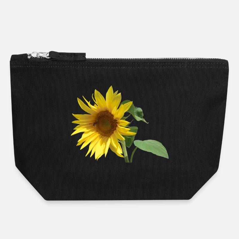 Sunflower - Canvas Zip Pouch 18 x 19 cm - black