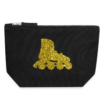 Gold Inline Skate - Canvas Reißverschluss-Täschchen (18 x 19 cm) - Schwarz - Vorne