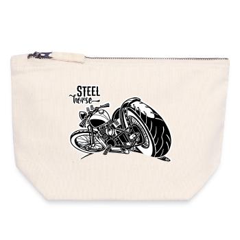 0894 CHEVAL D'ACIER - Pochette zippée en toile 18 x 19 cm - blanc naturel - Devant