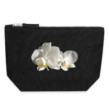 Orchidee weiß - Canvas Reißverschluss-Täschchen (18 x 19 cm) - Schwarz - Vorne