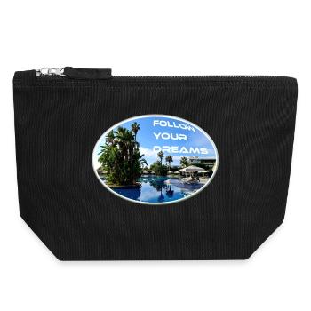 Dreams Holiday Follow Sun Beach Palm Trees - Canvas Zip Pouch 18 x 19 cm - black - Front