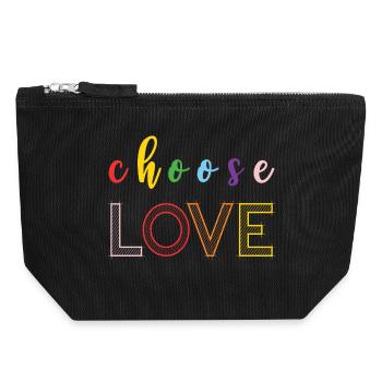 Mois de la fierté - Amour - Pochette zippée en toile 18 x 19 cm - noir - Devant