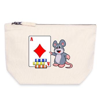 Mouse Poker Cartes de poker Jetons de poker - Pochette zippée en toile 18 x 19 cm - blanc naturel - Devant