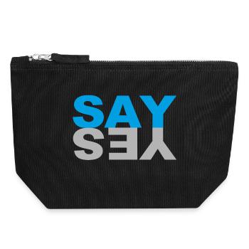 DITES OUI - Pochette zippée en toile 18 x 19 cm - noir - Devant