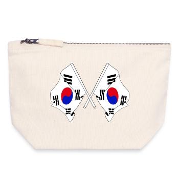 Deux drapeaux croisés de la Corée du Sud - Pochette zippée en toile 18 x 19 cm - blanc naturel - Devant