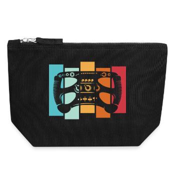 Rétro Racing Sim Formula Volant Logo de voiture vintage - Pochette zippée en toile 18 x 19 cm - noir - Devant