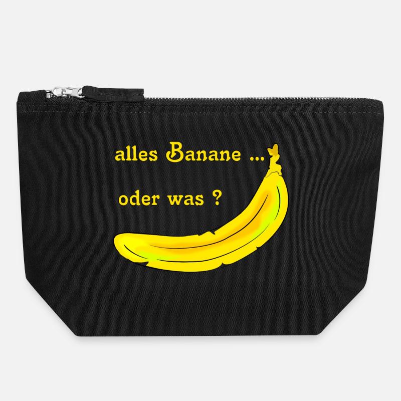 Banana fruit - Canvas Zip Pouch 18 x 19 cm - black