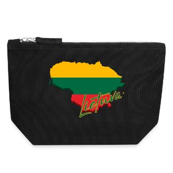 Karte von Litauen, Flagge Litauens - Canvas Reißverschluss-Täschchen (18 x 19 cm) - Schwarz - Vorne