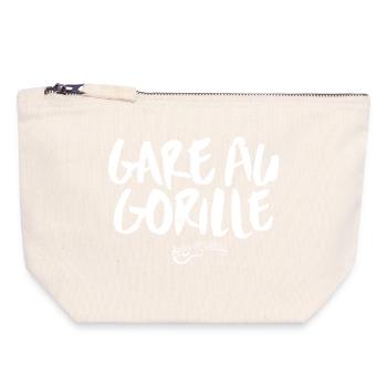 Guitare Gare au gorille Chanson Musique - Pochette zippée en toile 18 x 19 cm - blanc naturel - Devant