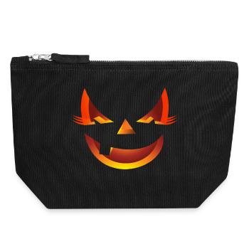 sinistre cool Halloween citrouille chat motif tenue - Pochette zippée en toile 18 x 19 cm - noir - Devant