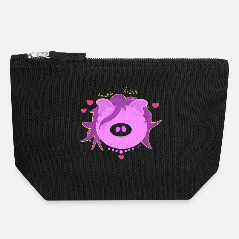 Pig Love Pop - Canvas Reißverschluss-Täschchen (18 x 19 cm) - Schwarz