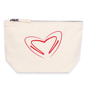 Neon Red Sketched Heart - Canvas Zip Pouch 18 x 19 cm - nature - Front