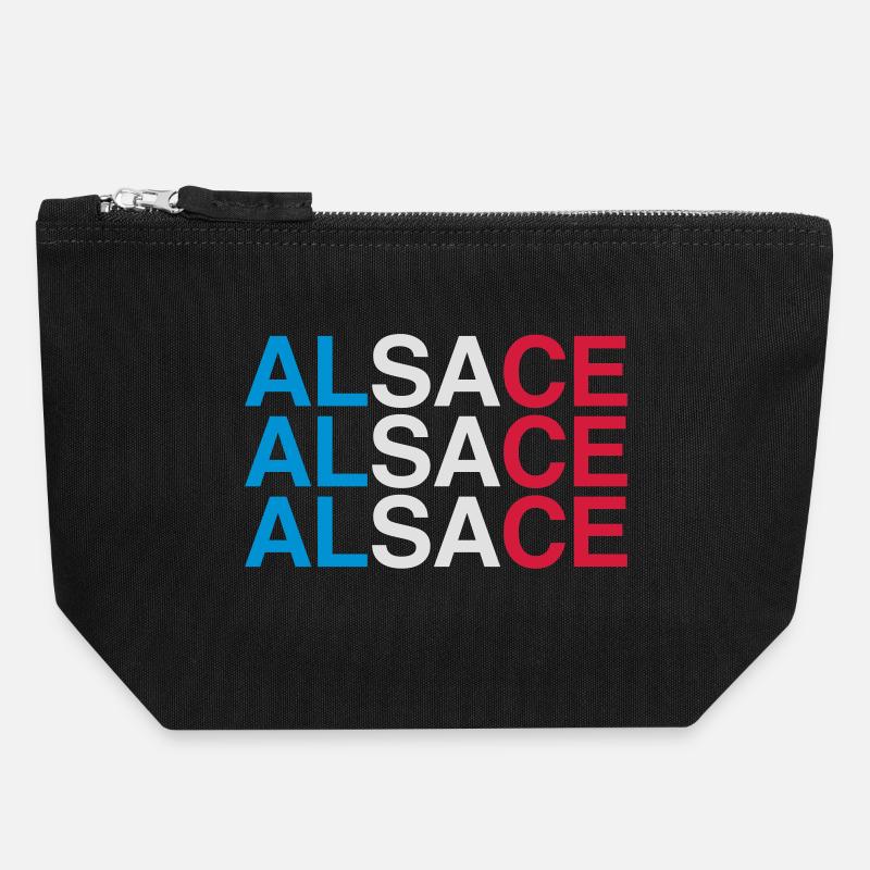 ALSACE Frankreich France Flag - Canvas Zip Pouch 18 x 19 cm - black