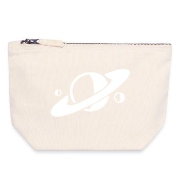 Saturne et ses lunes - Pochette zippée en toile 18 x 19 cm - blanc naturel - Devant